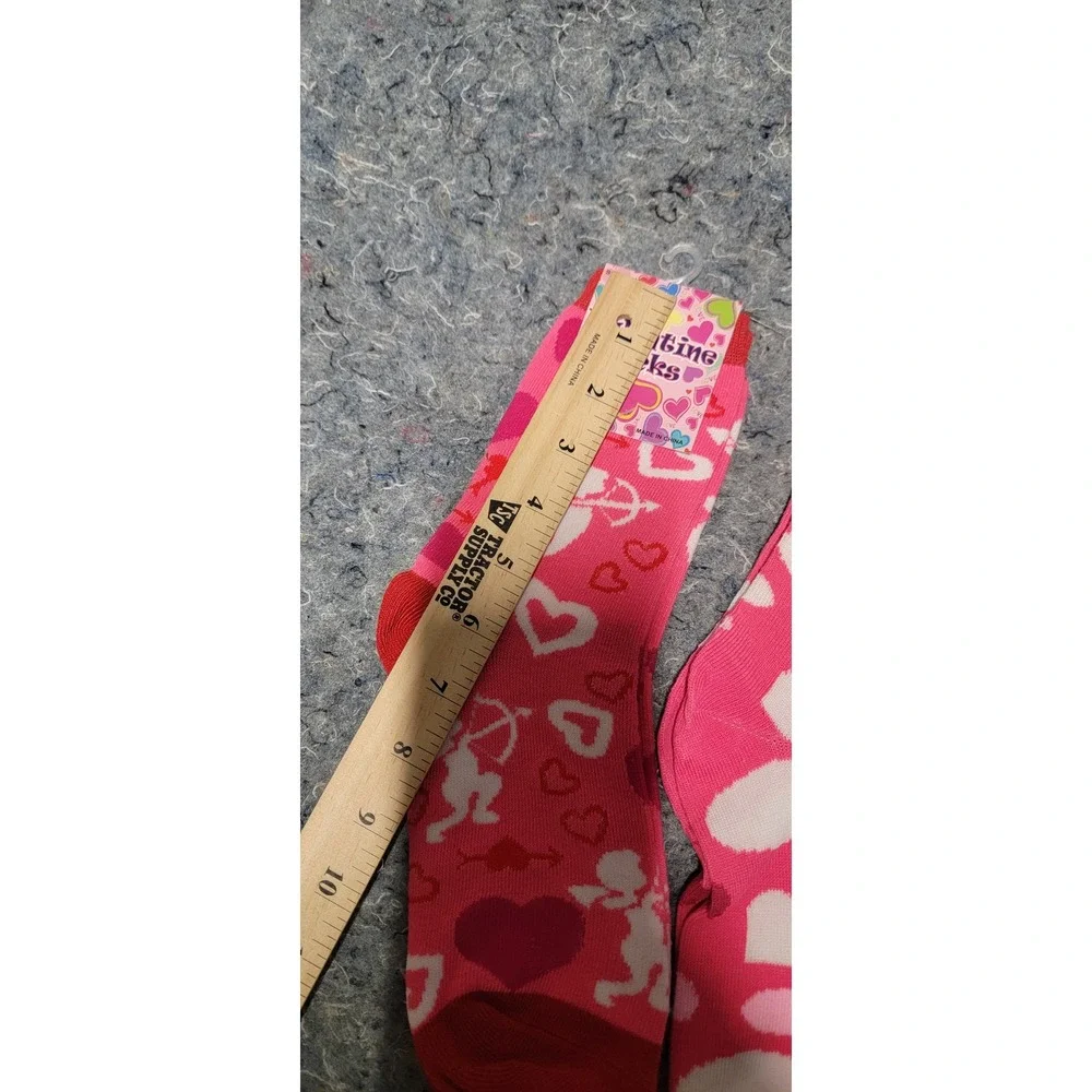 Valentine Socks Unisex Pink/Red Hearts and Cupit Set of‎ 2 Size 9-11